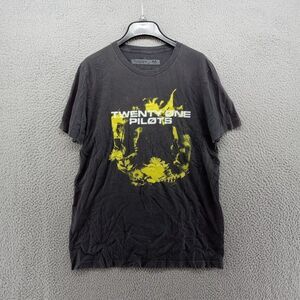 Twenty One Pilots Shirt Mens Medium Gray Graphic Print Band‎ Tee Distressed